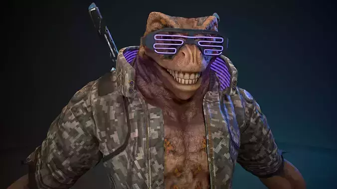 Cyberpunk Frog Low-poly 3D model Cyberpunk Frog Low-poly 3D model