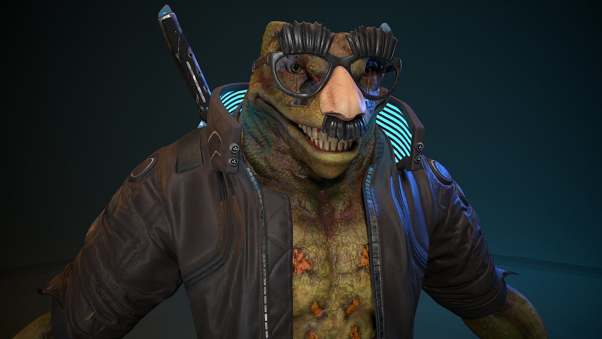 Cyberpunk Frog Low-poly 3D model_15