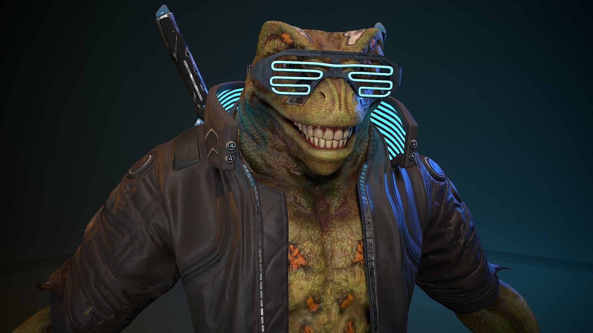 Cyberpunk Frog Low-poly 3D model_18