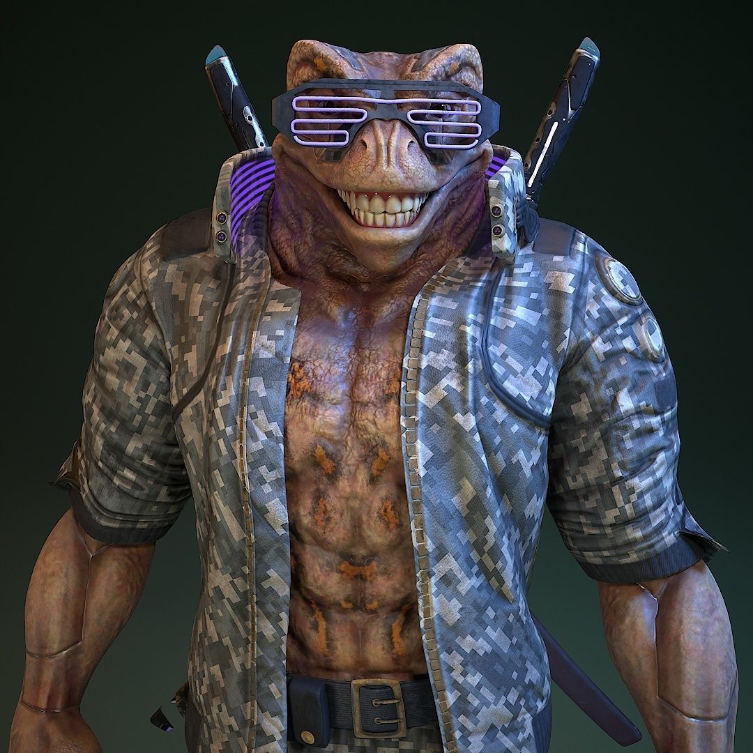 Cyberpunk Frog Low-poly 3D model_31