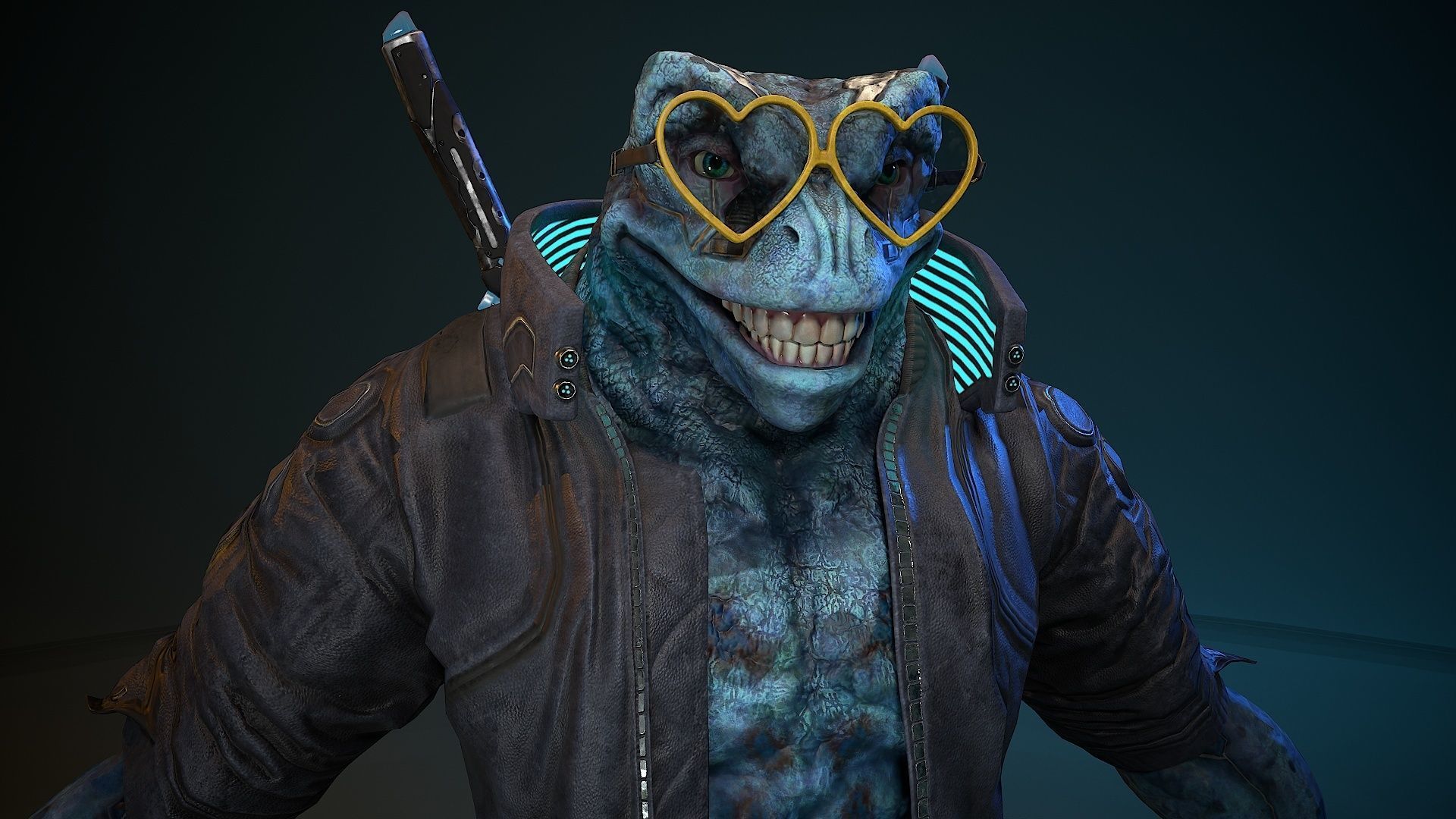 Cyberpunk Frog Low-poly 3D model_10