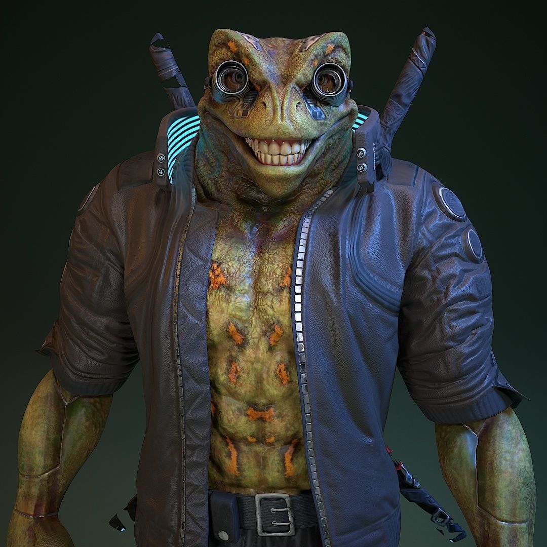 Cyberpunk Frog Low-poly 3D model_30