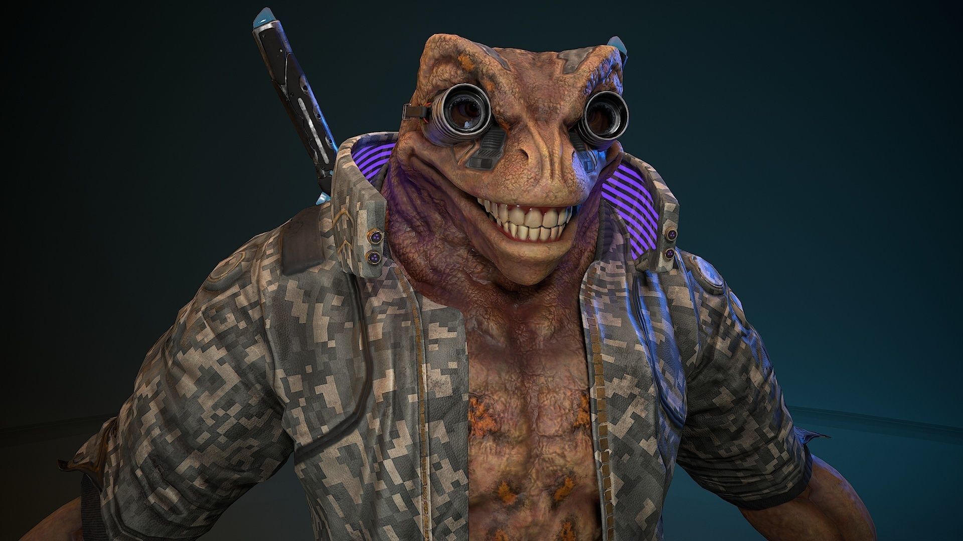 Cyberpunk Frog Low-poly 3D model_5