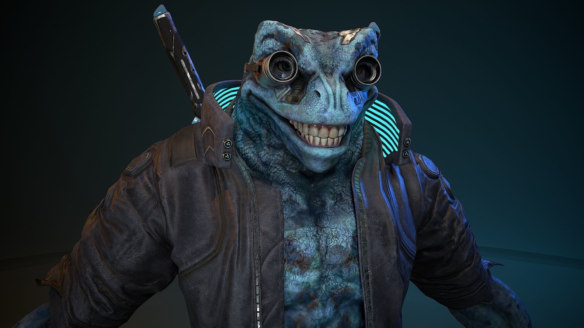 Cyberpunk Frog Low-poly 3D model_8