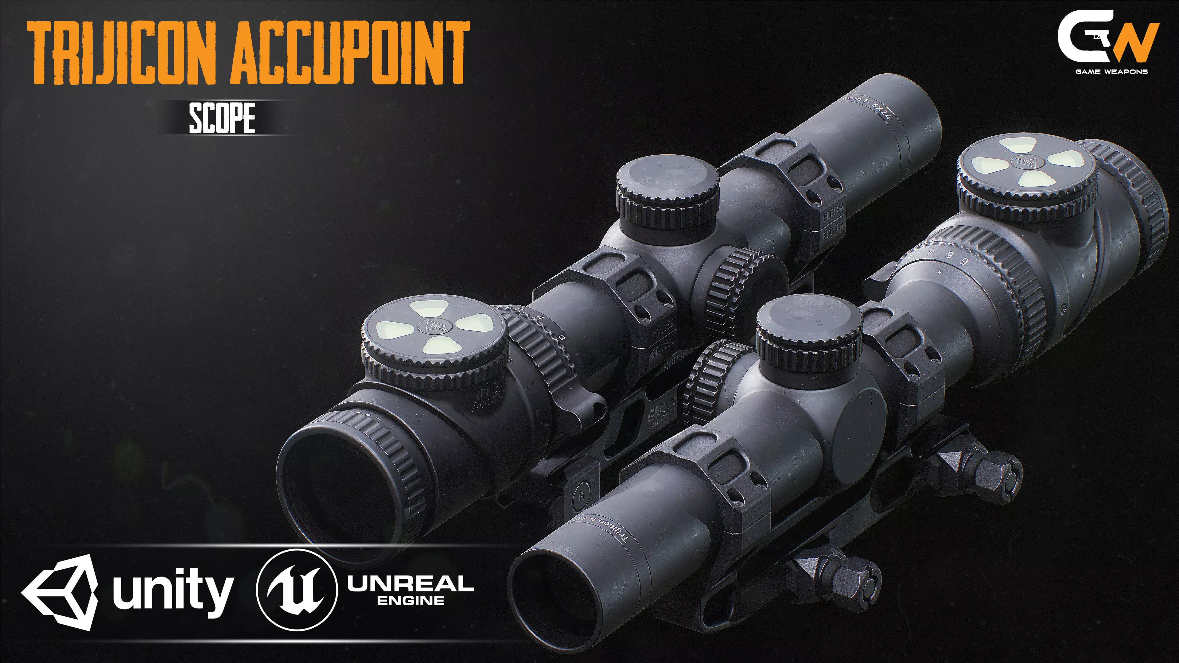 Trijicon AccuPoint Low-poly 3D model_0