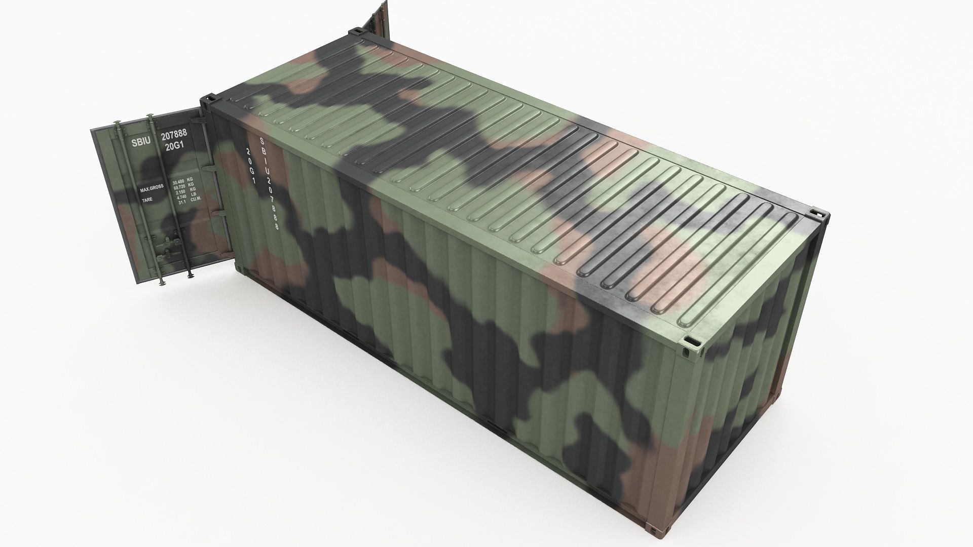 20ft Military Container Camouflage 3D model_8