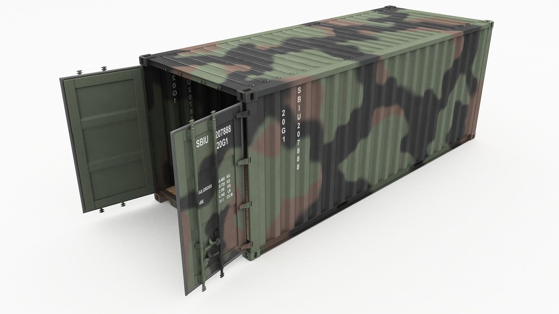 20ft Military Container Camouflage 3D model_7
