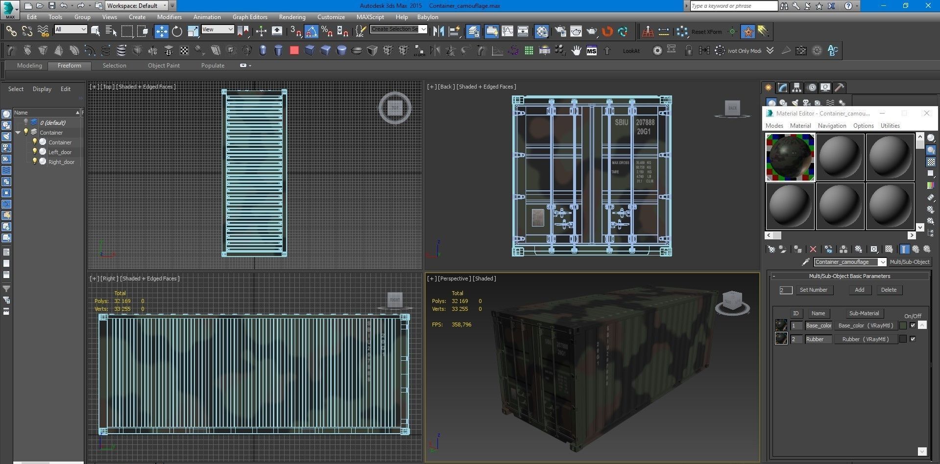 20ft Military Container Camouflage 3D model_16