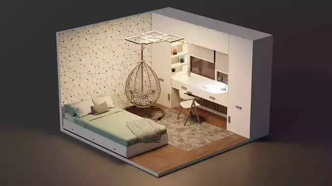 Kid room interior isometric
