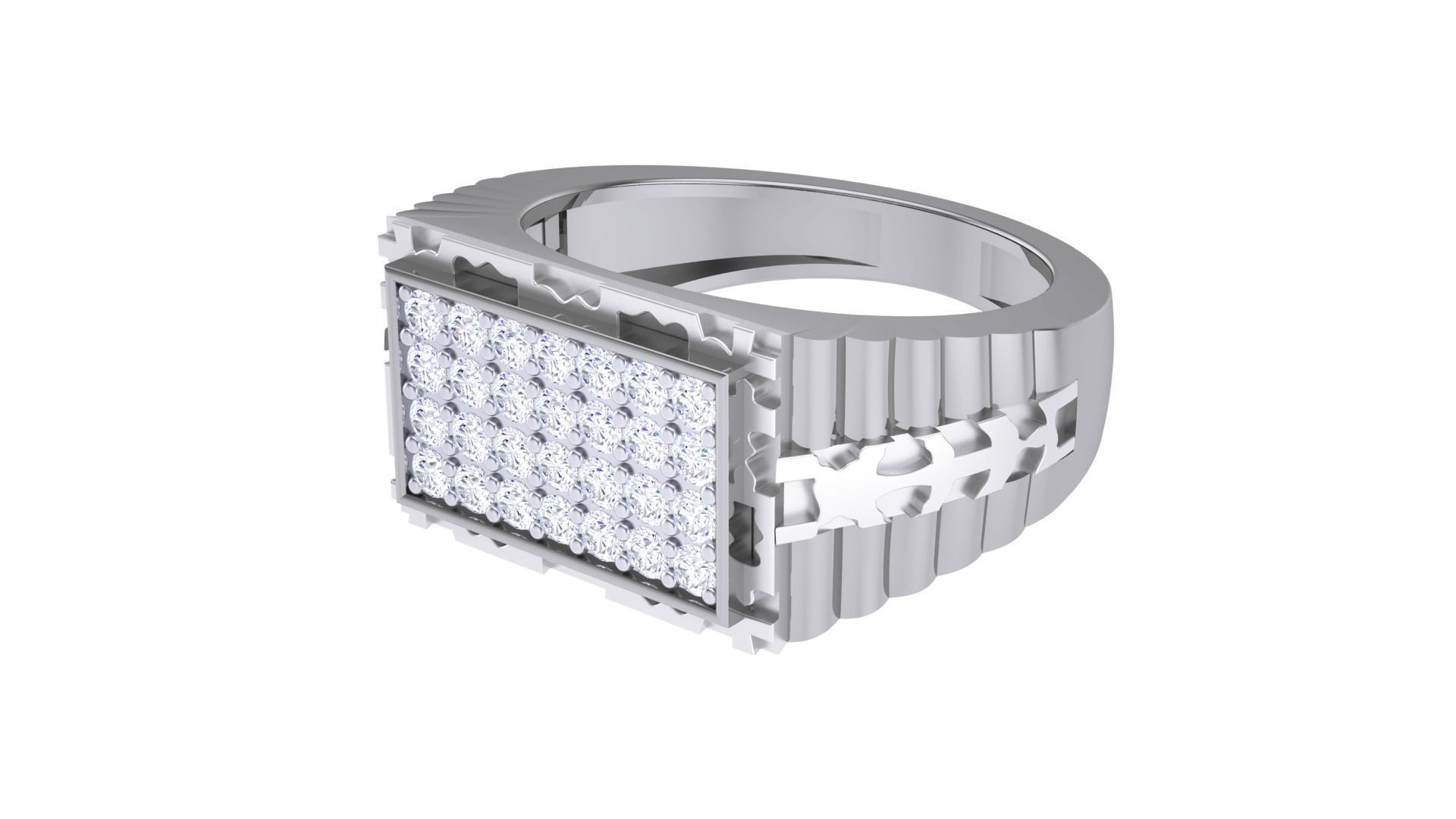 Men Groom Gents Diamond Ring 3dm stl obj mtl 3mf glb 3D print model_11