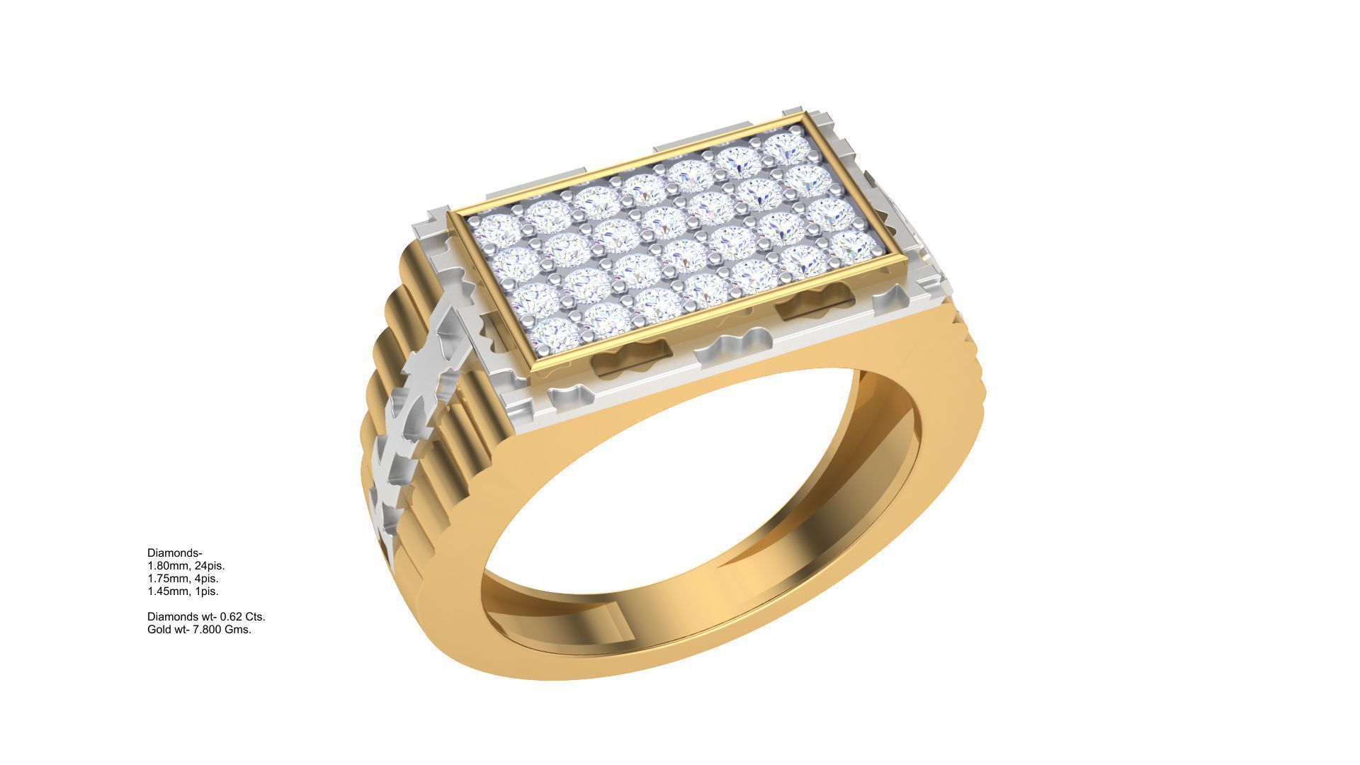 Men Groom Gents Diamond Ring 3dm stl obj mtl 3mf glb 3D print model_2