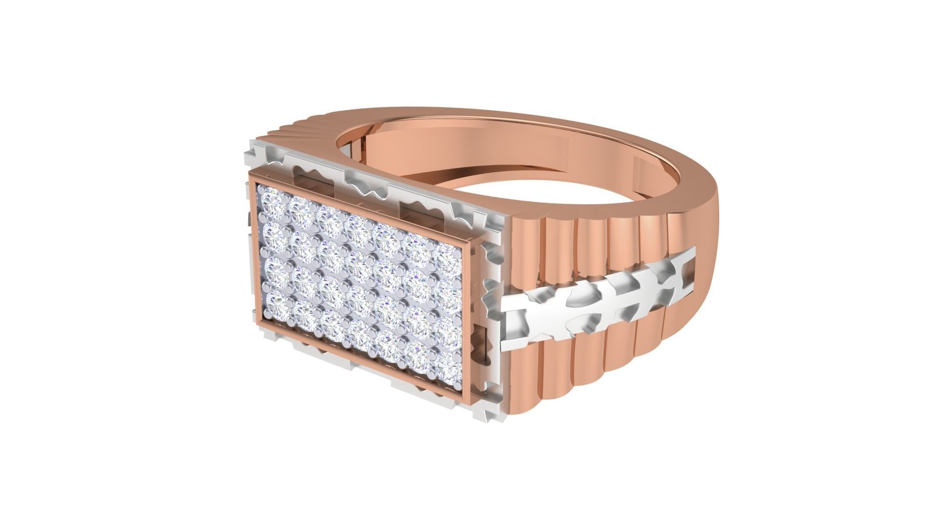 Men Groom Gents Diamond Ring 3dm stl obj mtl 3mf glb 3D print model_10