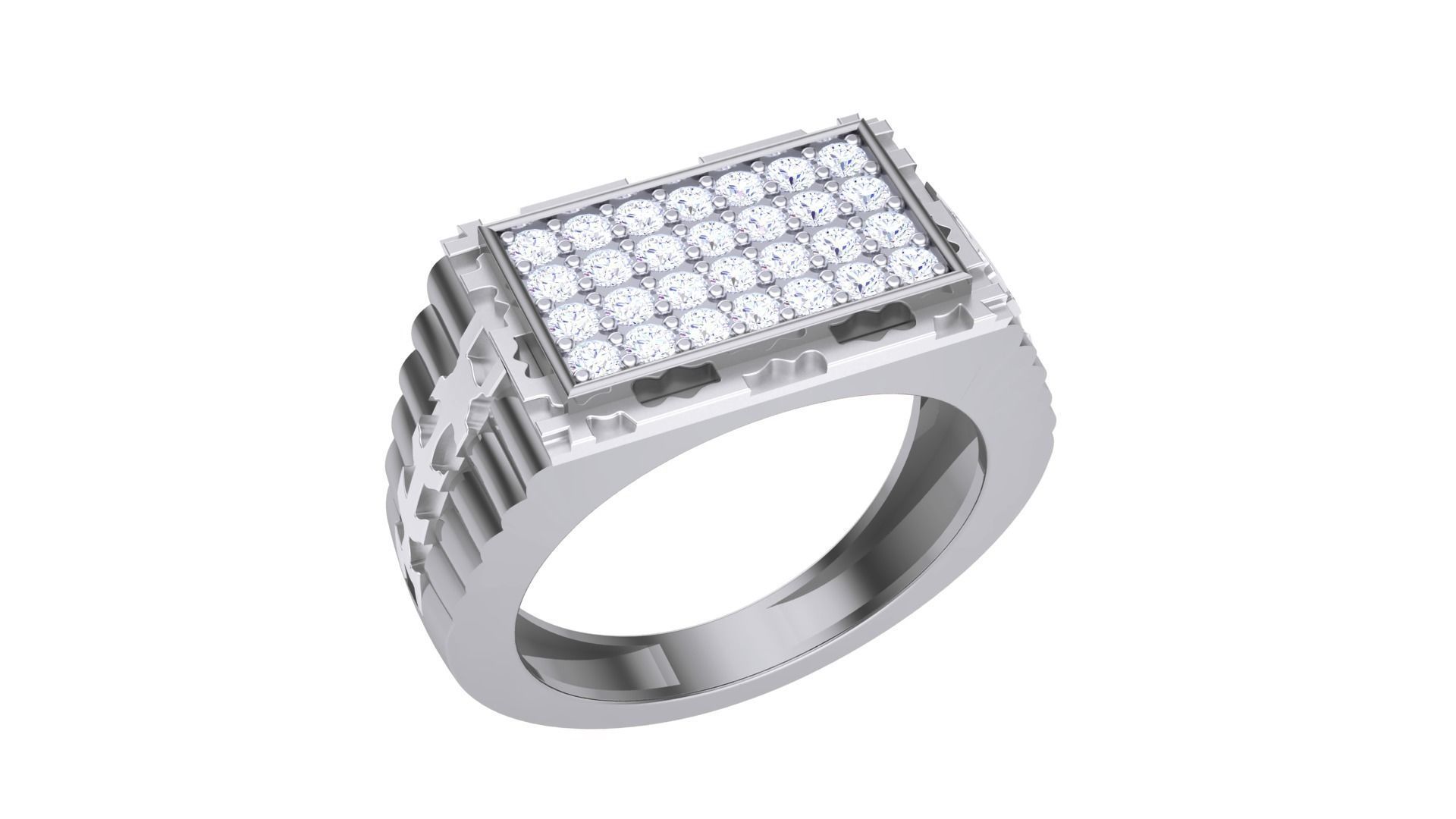 Men Groom Gents Diamond Ring 3dm stl obj mtl 3mf glb 3D print model_1