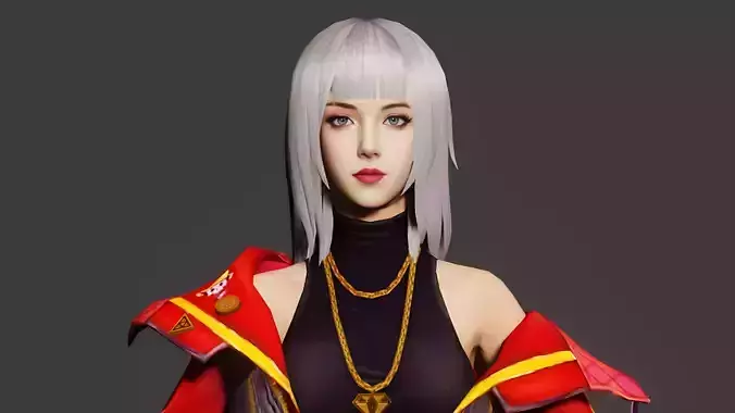 Cute beautiful girl character 3d model