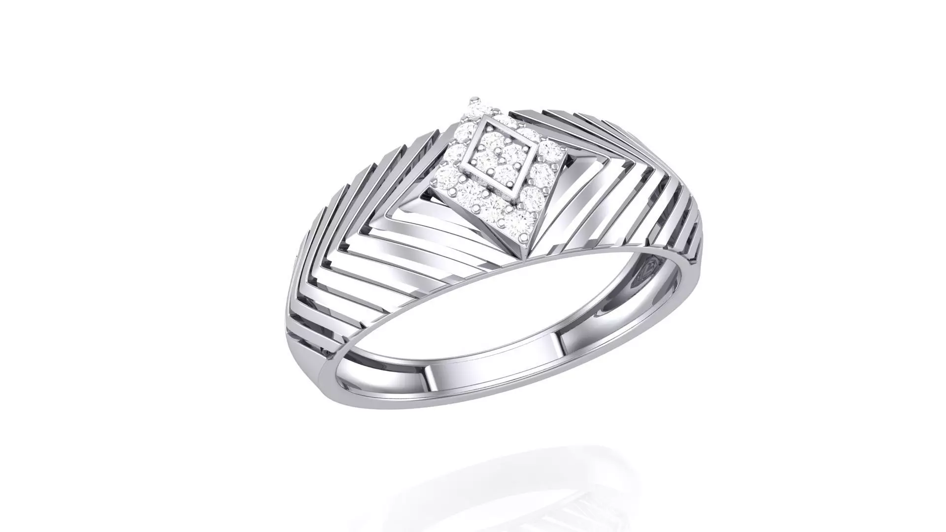 Men Groom Gents Diamond Ring 3dm stl obj mtl 3mf glb 3D print model_0