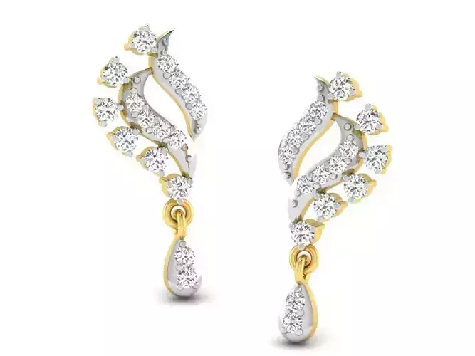Gold Diamond Women Earring 3D print Model