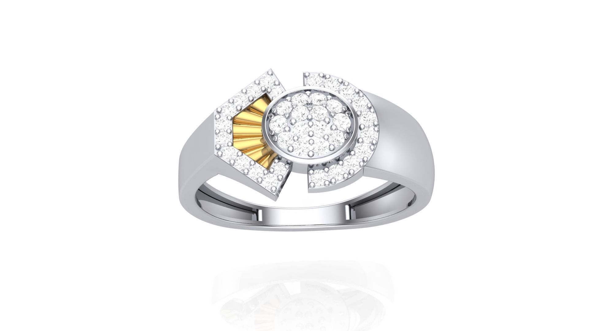 Men Groom Gents Diamond Ring 3dm stl obj mtl 3mf glb 3D print model_2