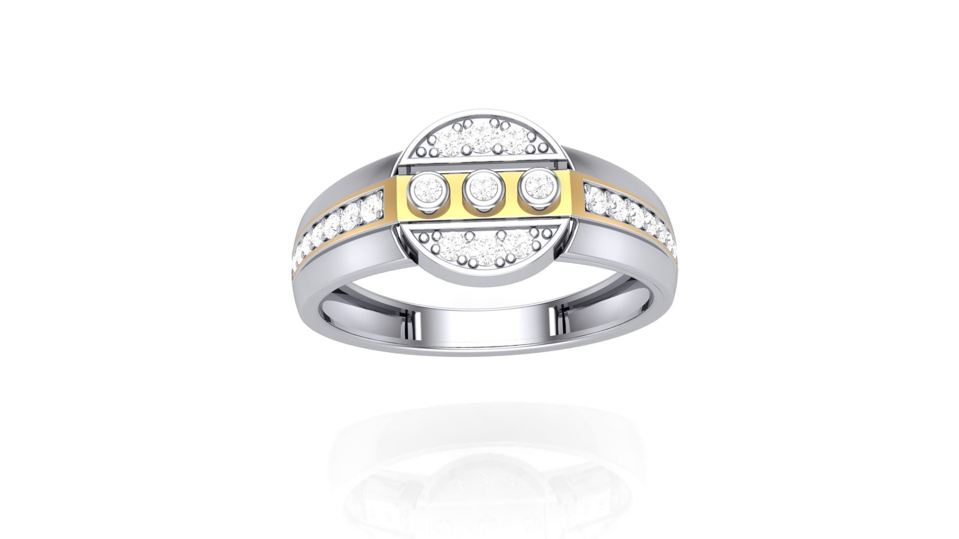 Men Groom Gents Diamond Ring 3dm stl obj mtl 3mf glb 3D print model_2