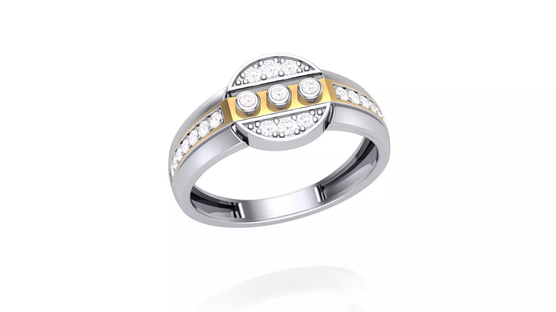 Men Groom Gents Diamond Ring 3dm stl obj mtl 3mf glb 3D print model_0