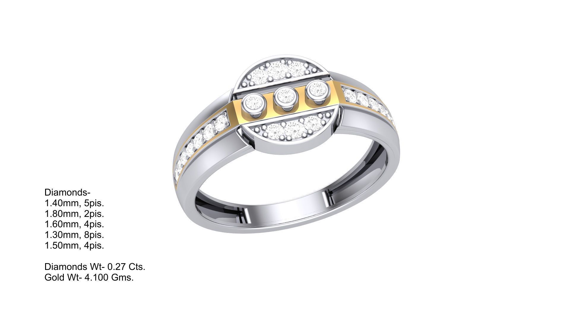 Men Groom Gents Diamond Ring 3dm stl obj mtl 3mf glb 3D print model_1