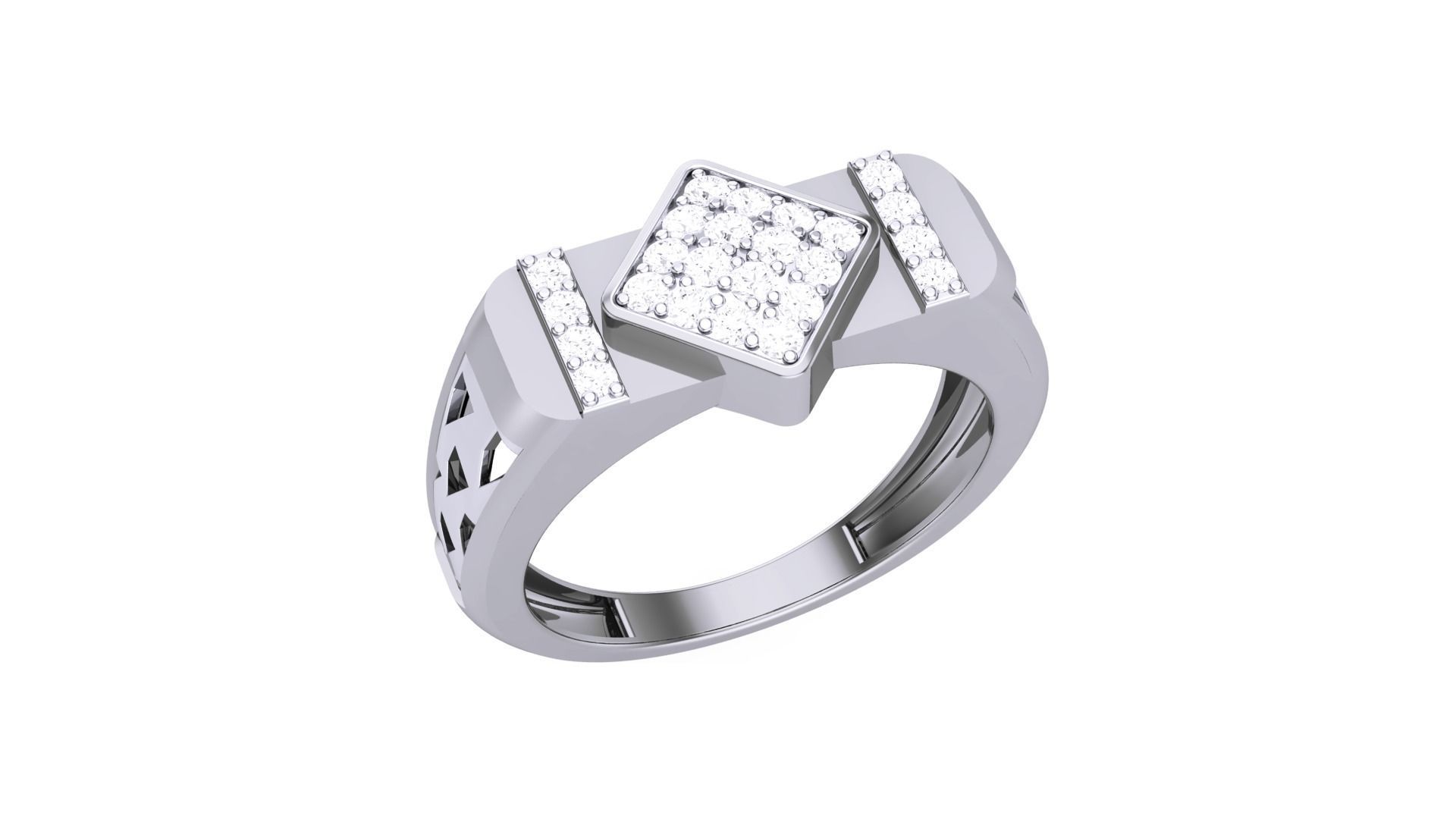 Men Groom Gents Diamond Ring 3dm stl obj mtl 3mf glb 3D print model_1