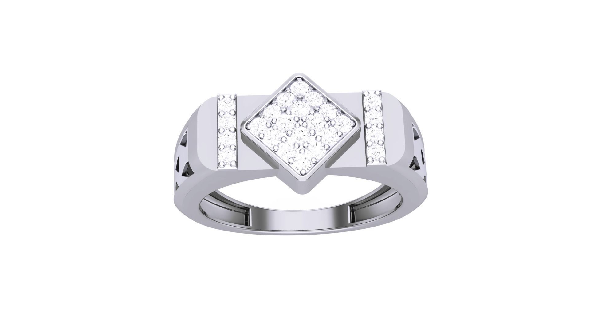 Men Groom Gents Diamond Ring 3dm stl obj mtl 3mf glb 3D print model_5