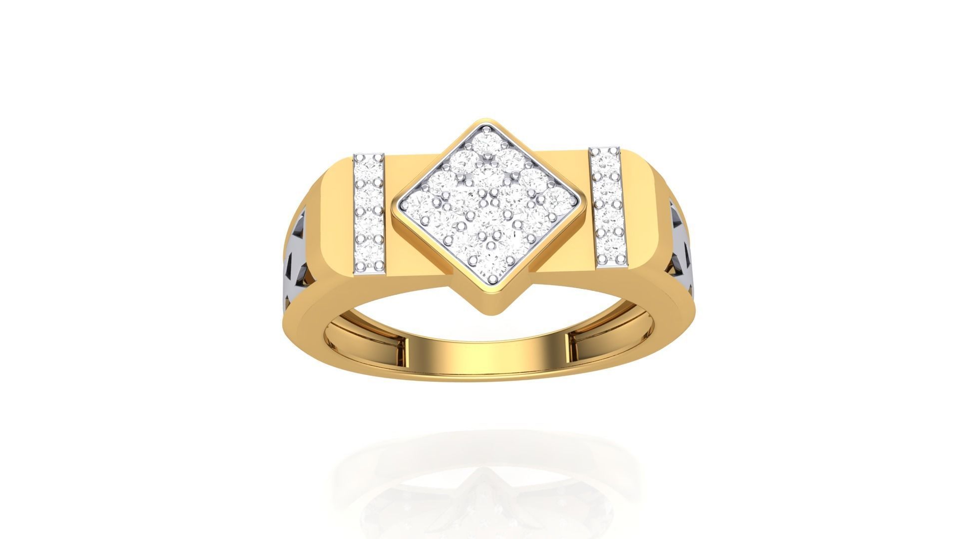 Men Groom Gents Diamond Ring 3dm stl obj mtl 3mf glb 3D print model_4