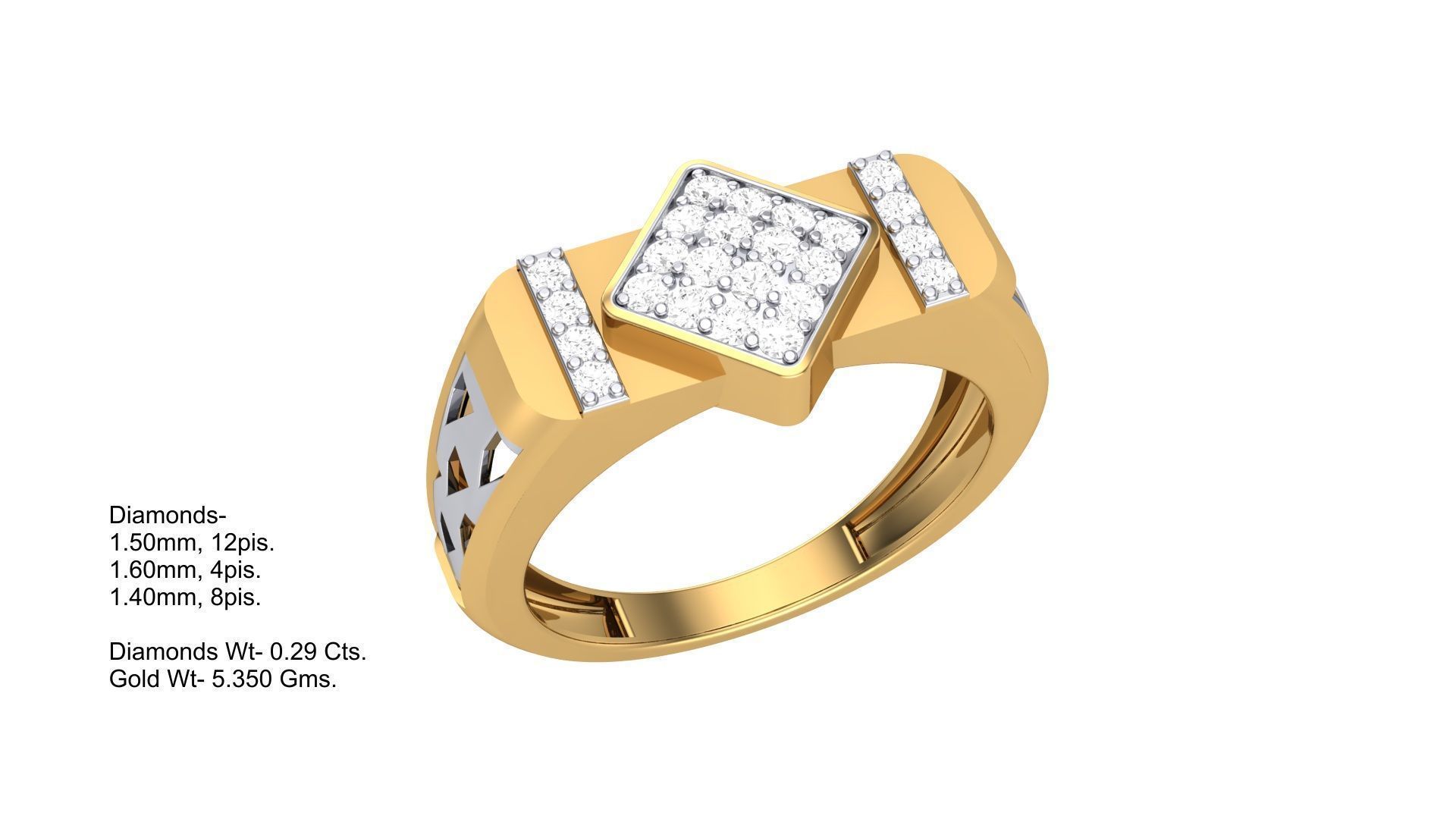 Men Groom Gents Diamond Ring 3dm stl obj mtl 3mf glb 3D print model_3
