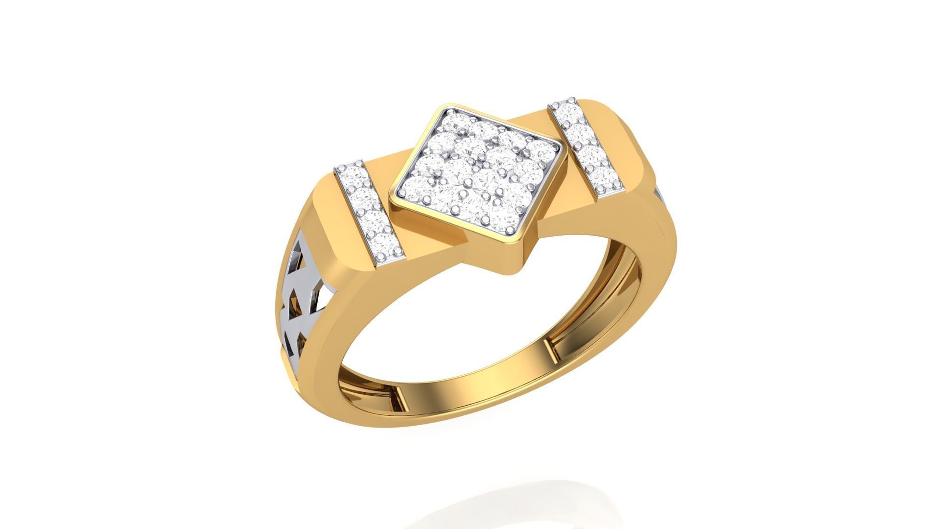 Men Groom Gents Diamond Ring 3dm stl obj mtl 3mf glb 3D print model_2