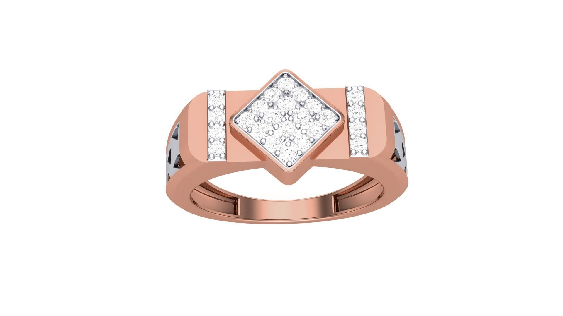 Men Groom Gents Diamond Ring 3dm stl obj mtl 3mf glb 3D print model_6