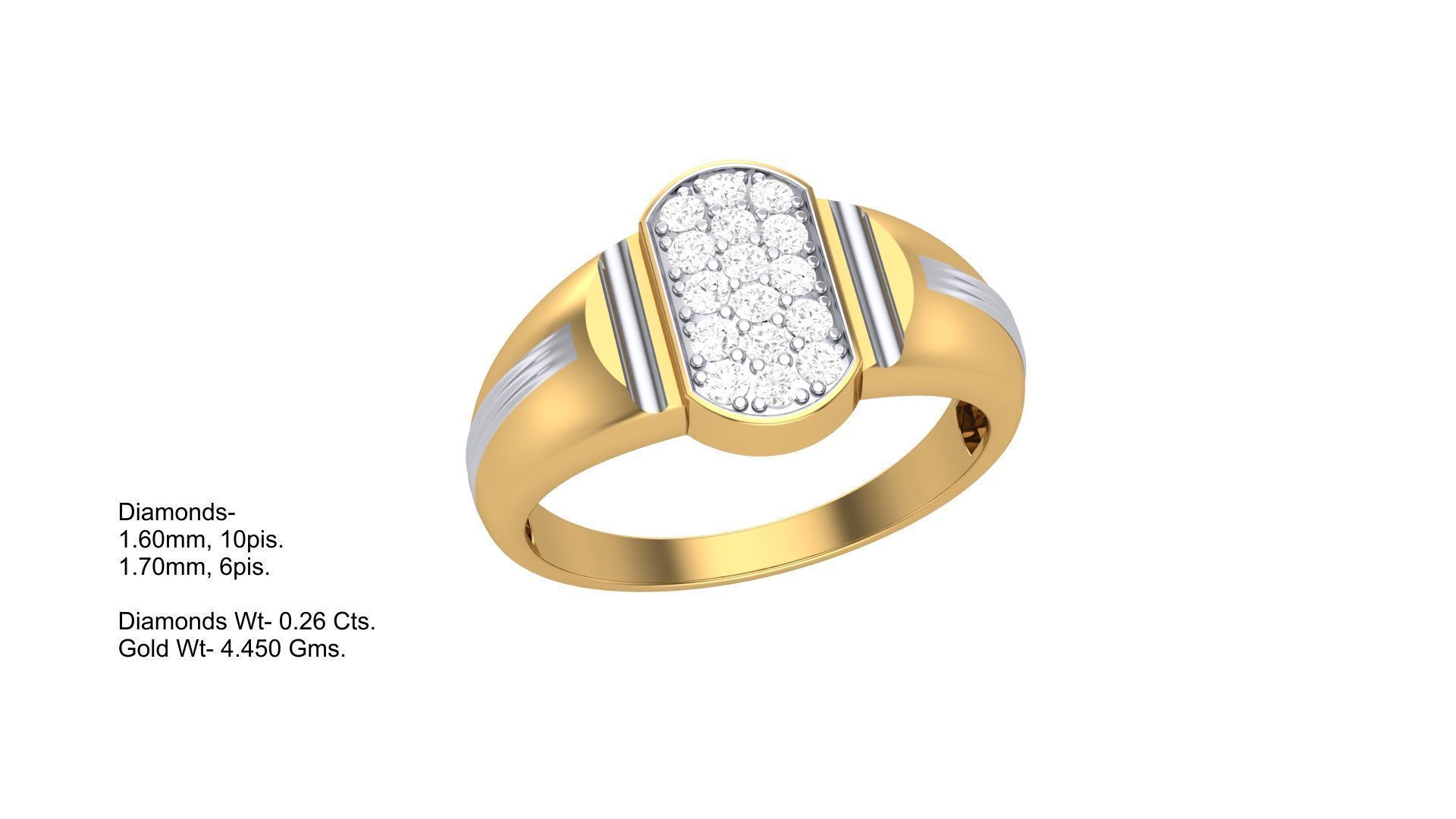 Men Groom Gents Diamond Ring 3dm stl obj mtl 3mf glb 3D print model_4