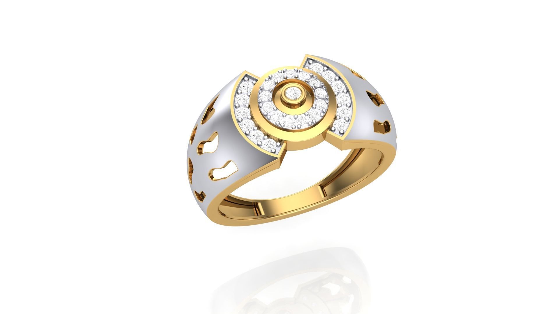 Men Groom Gents Diamond Ring 3dm stl obj mtl 3mf glb 3D print model_2