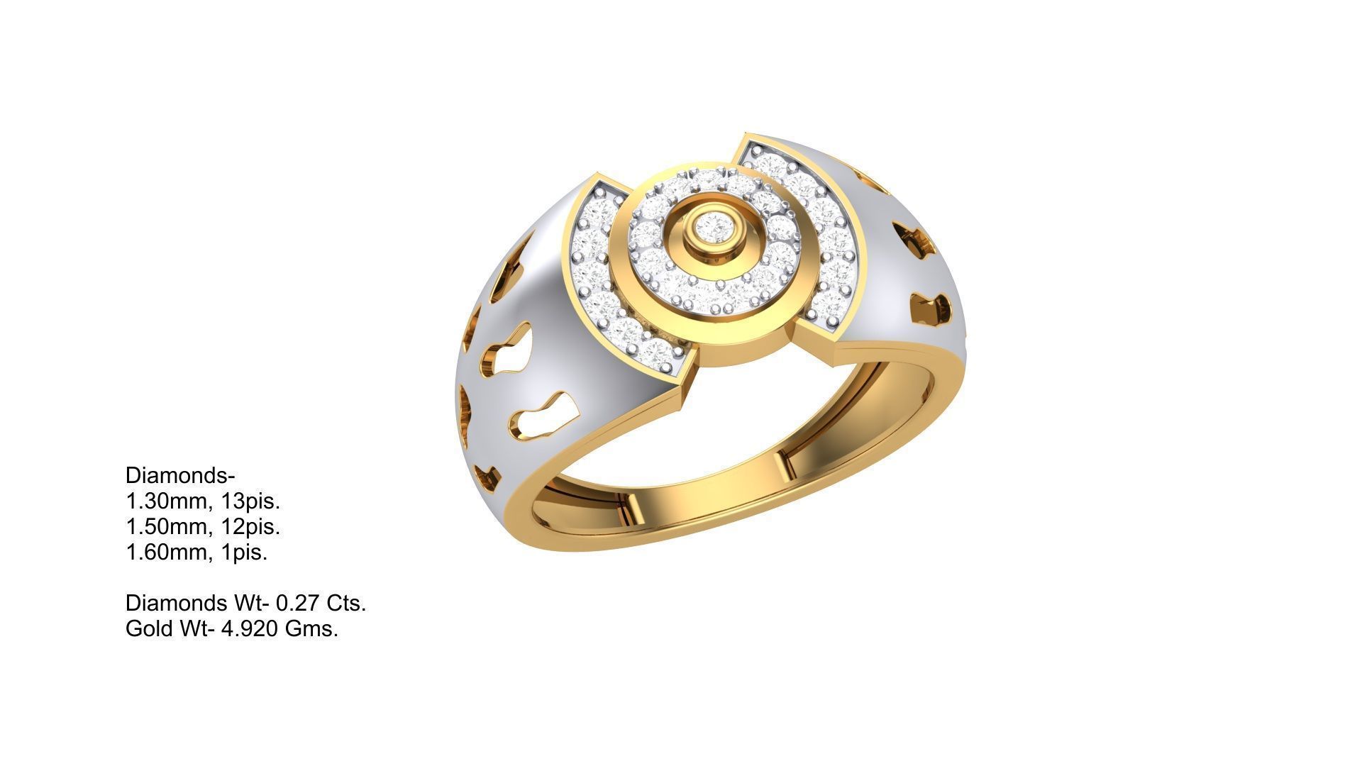 Men Groom Gents Diamond Ring 3dm stl obj mtl 3mf glb 3D print model_4