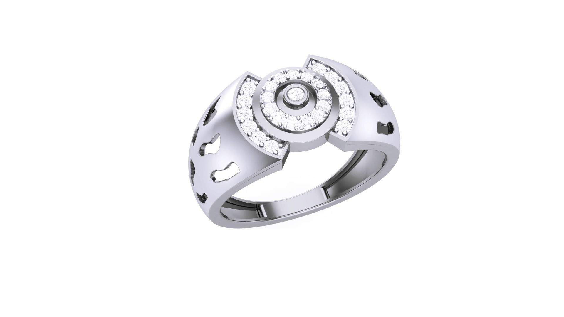 Men Groom Gents Diamond Ring 3dm stl obj mtl 3mf glb 3D print model_1