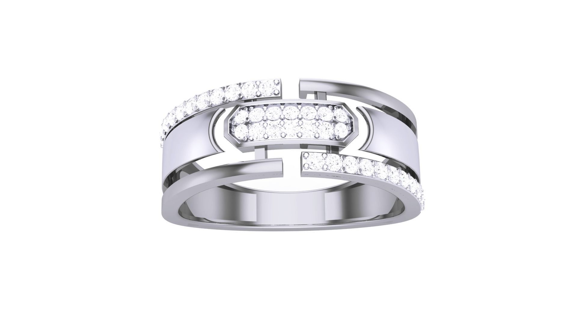 Men Groom Gents Diamond Ring 3dm stl obj mtl 3mf glb 3D print model_5