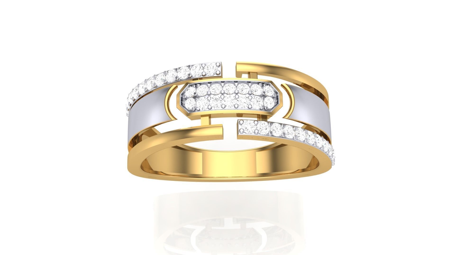 Men Groom Gents Diamond Ring 3dm stl obj mtl 3mf glb 3D print model_6
