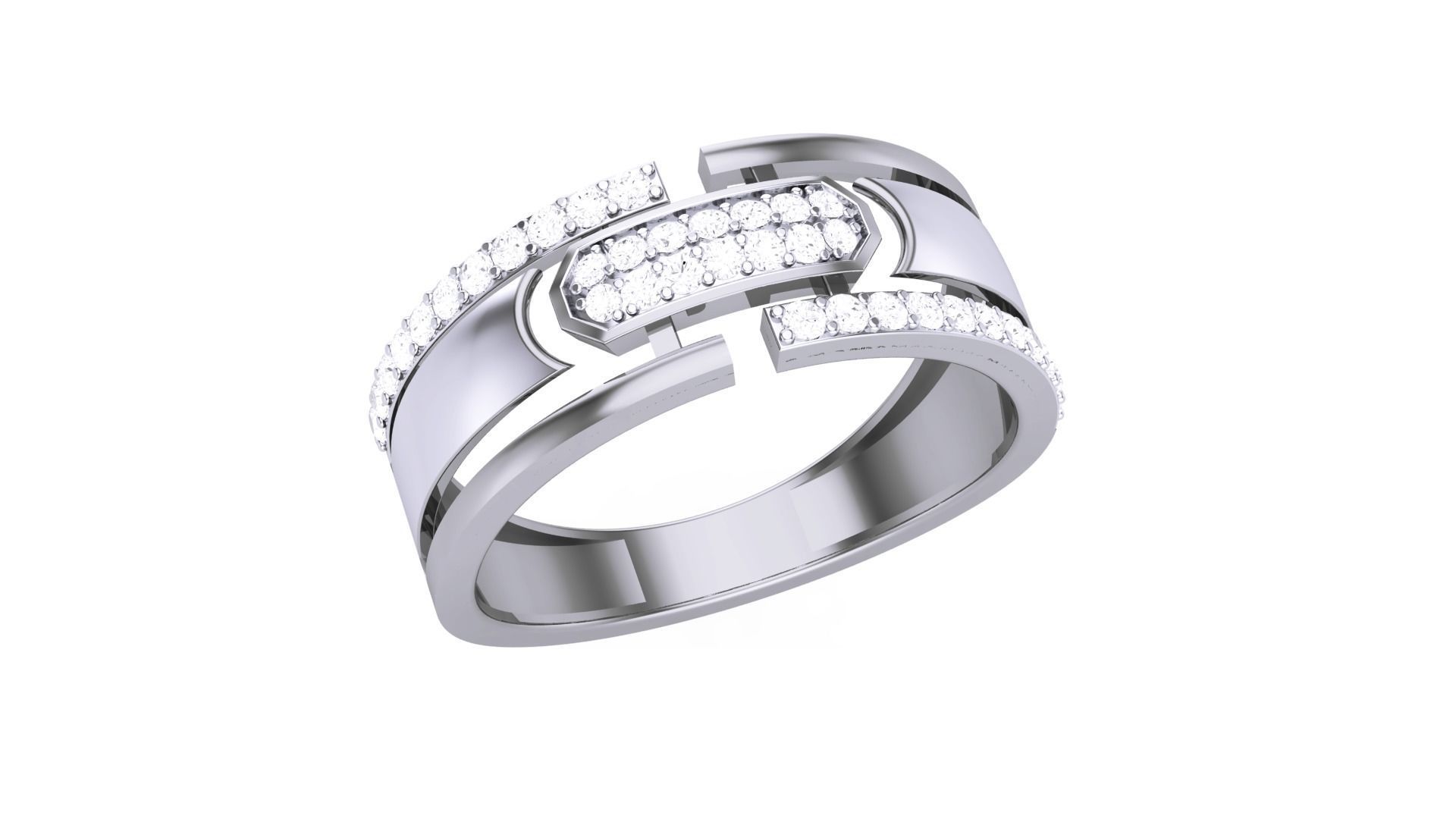 Men Groom Gents Diamond Ring 3dm stl obj mtl 3mf glb 3D print model_1