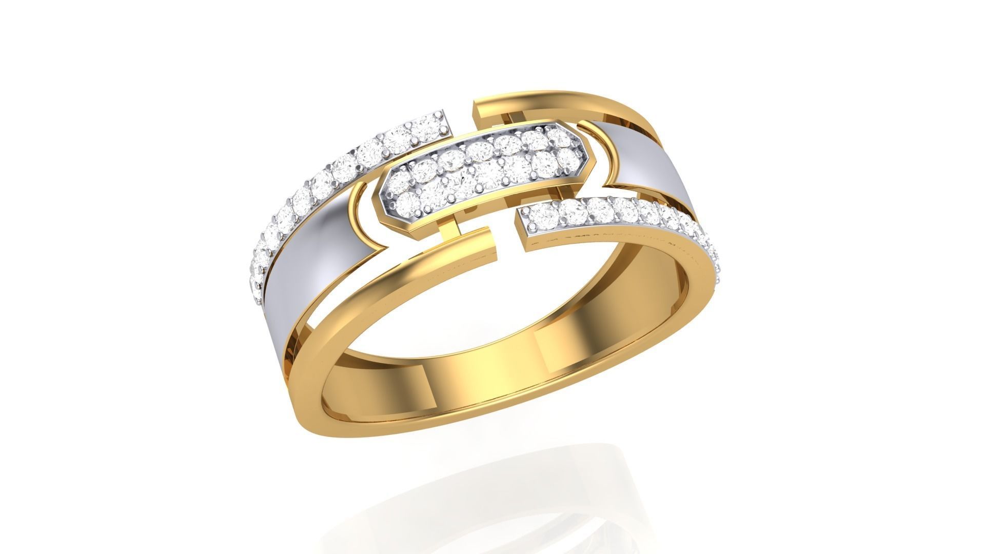 Men Groom Gents Diamond Ring 3dm stl obj mtl 3mf glb 3D print model_2