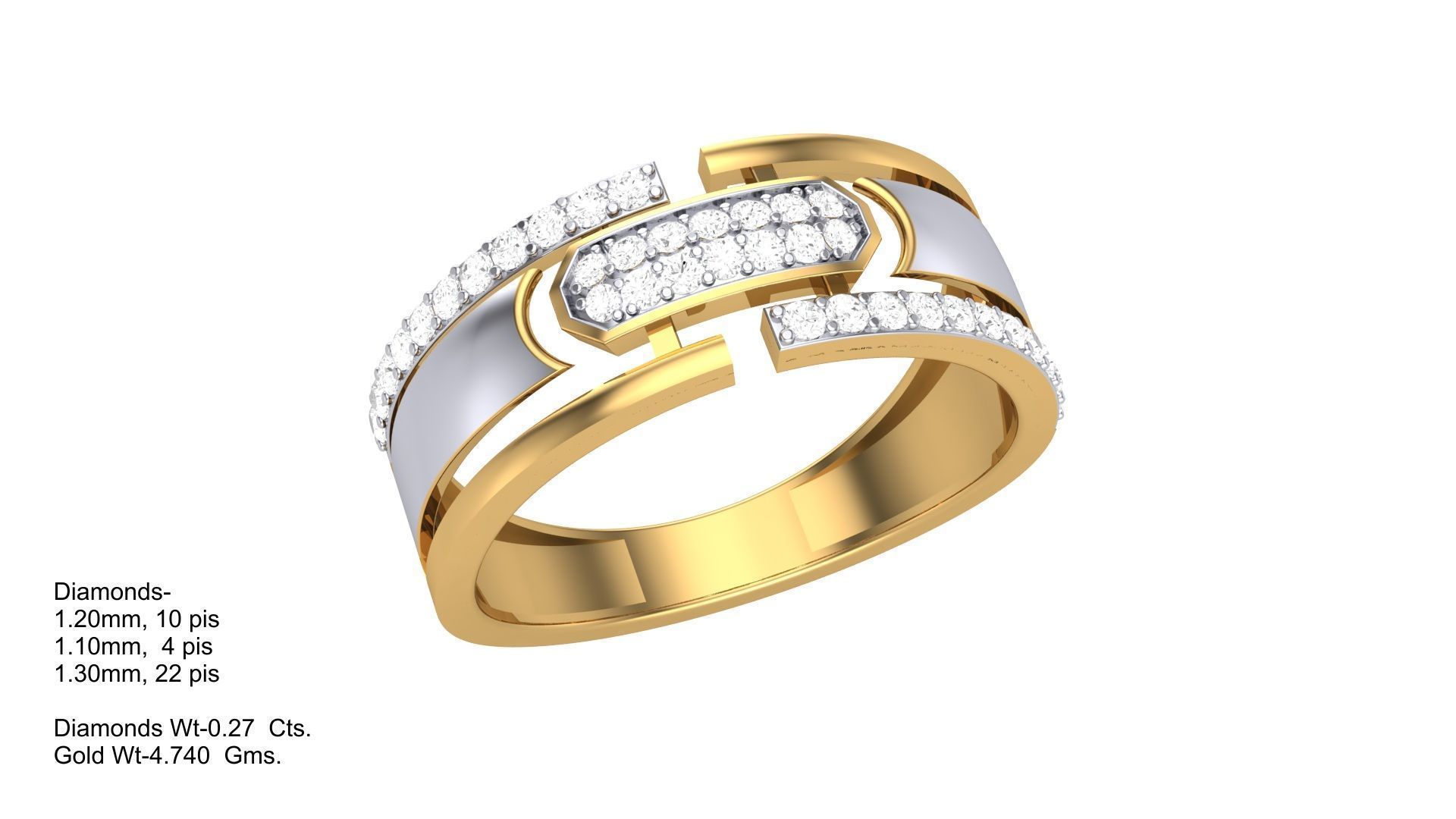 Men Groom Gents Diamond Ring 3dm stl obj mtl 3mf glb 3D print model_3