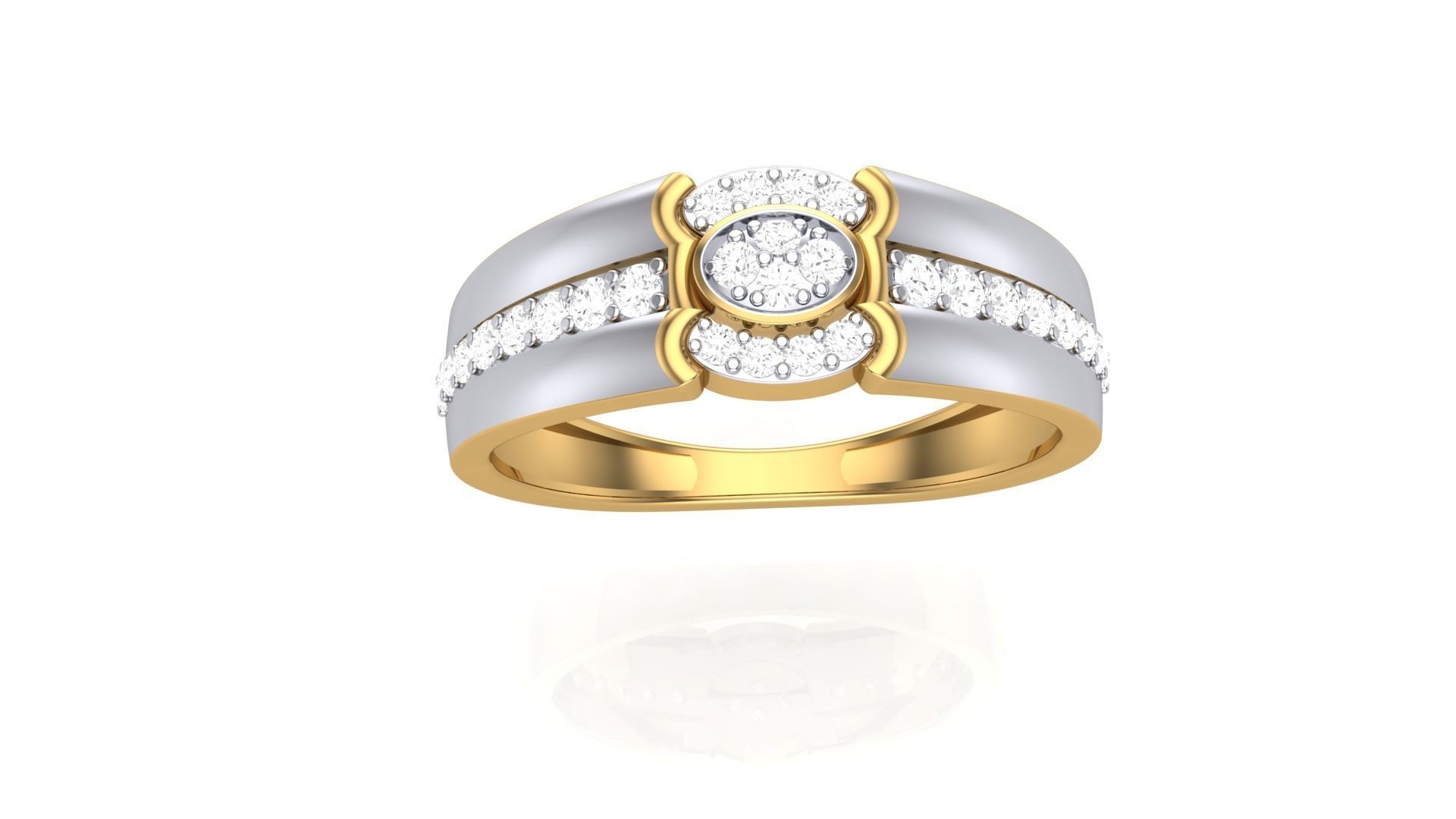 Men Groom Gents Diamond Ring 3dm stl obj mtl 3mf glb 3D print model_3