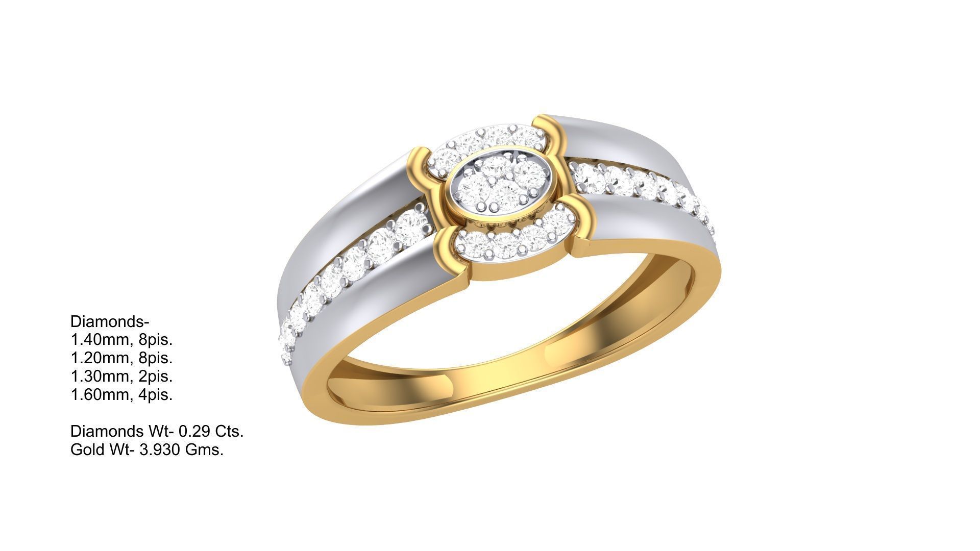 Men Groom Gents Diamond Ring 3dm stl obj mtl 3mf glb 3D print model_4