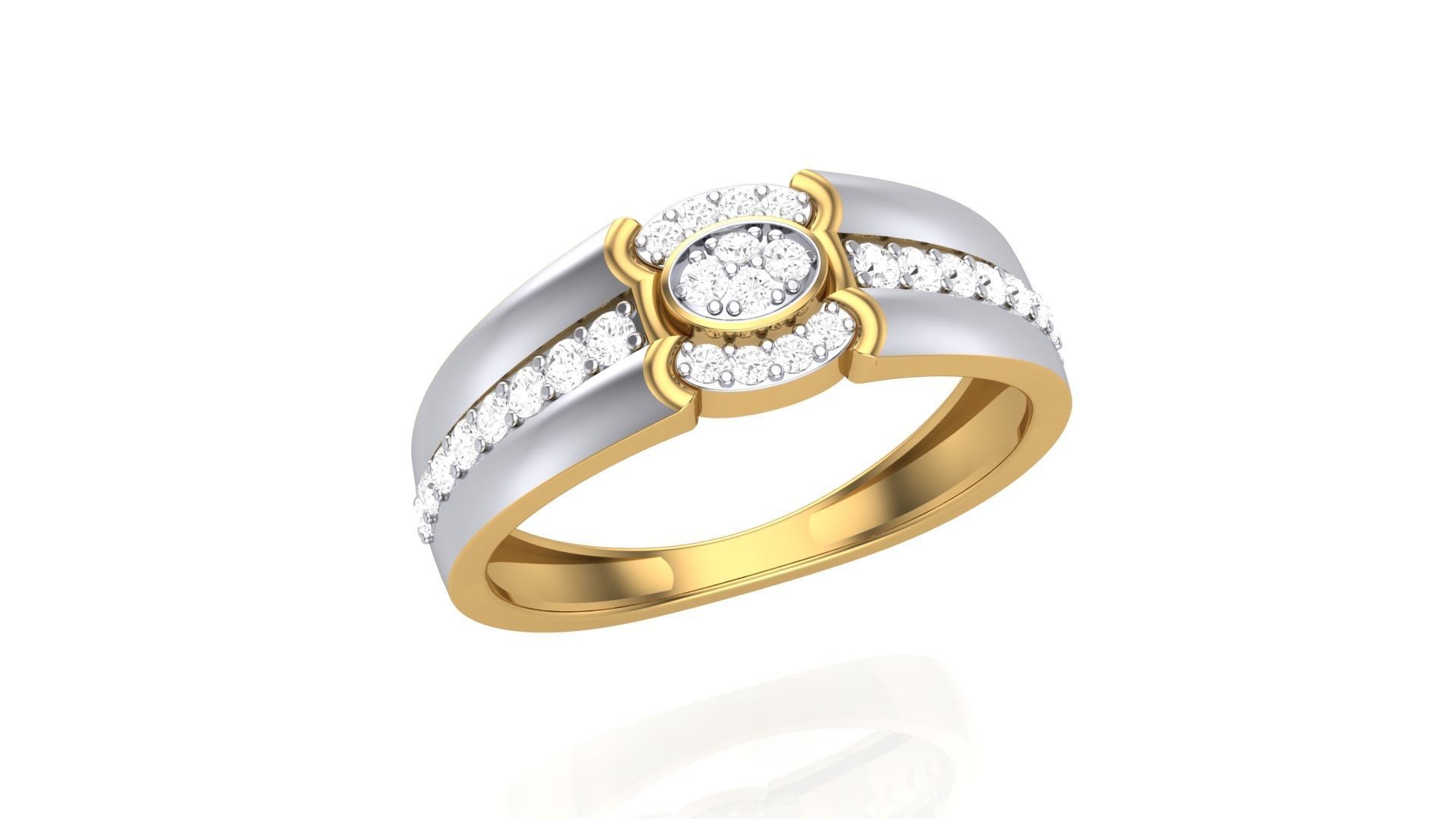 Men Groom Gents Diamond Ring 3dm stl obj mtl 3mf glb 3D print model_2