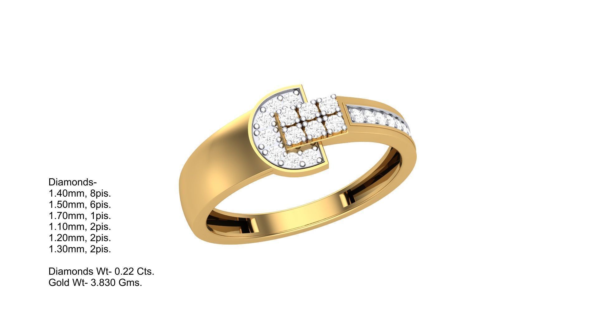 Men Groom Gents Diamond Ring 3dm stl obj mtl 3mf glb 3D print model_4