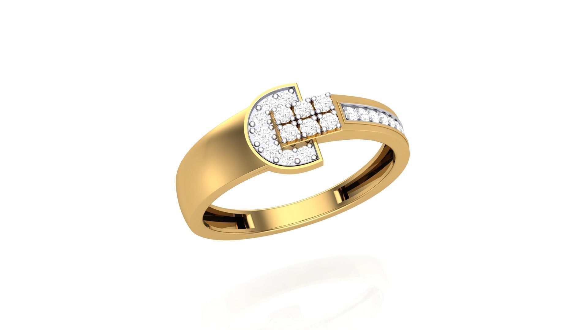 Men Groom Gents Diamond Ring 3dm stl obj mtl 3mf glb 3D print model_2