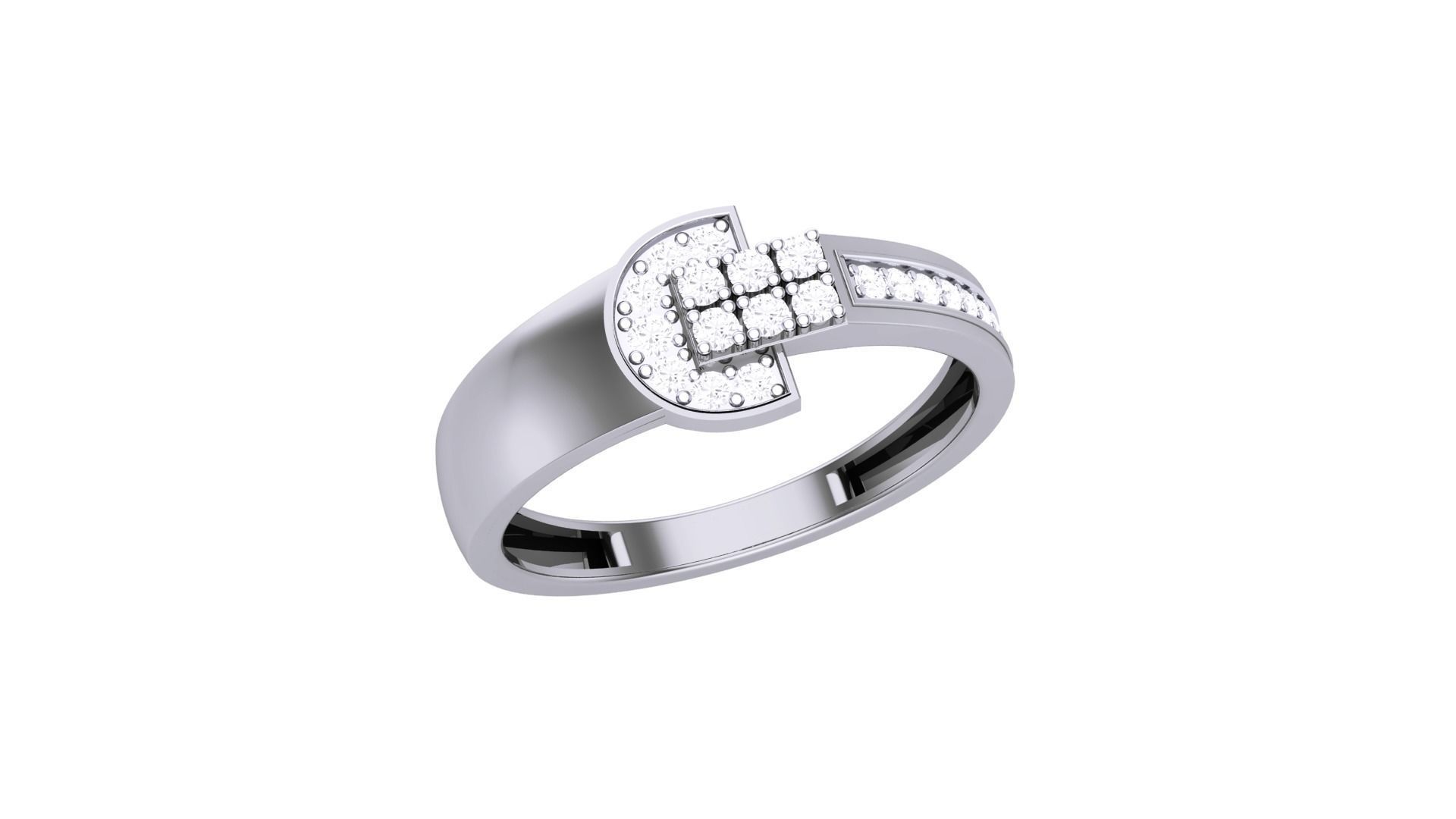 Men Groom Gents Diamond Ring 3dm stl obj mtl 3mf glb 3D print model_1