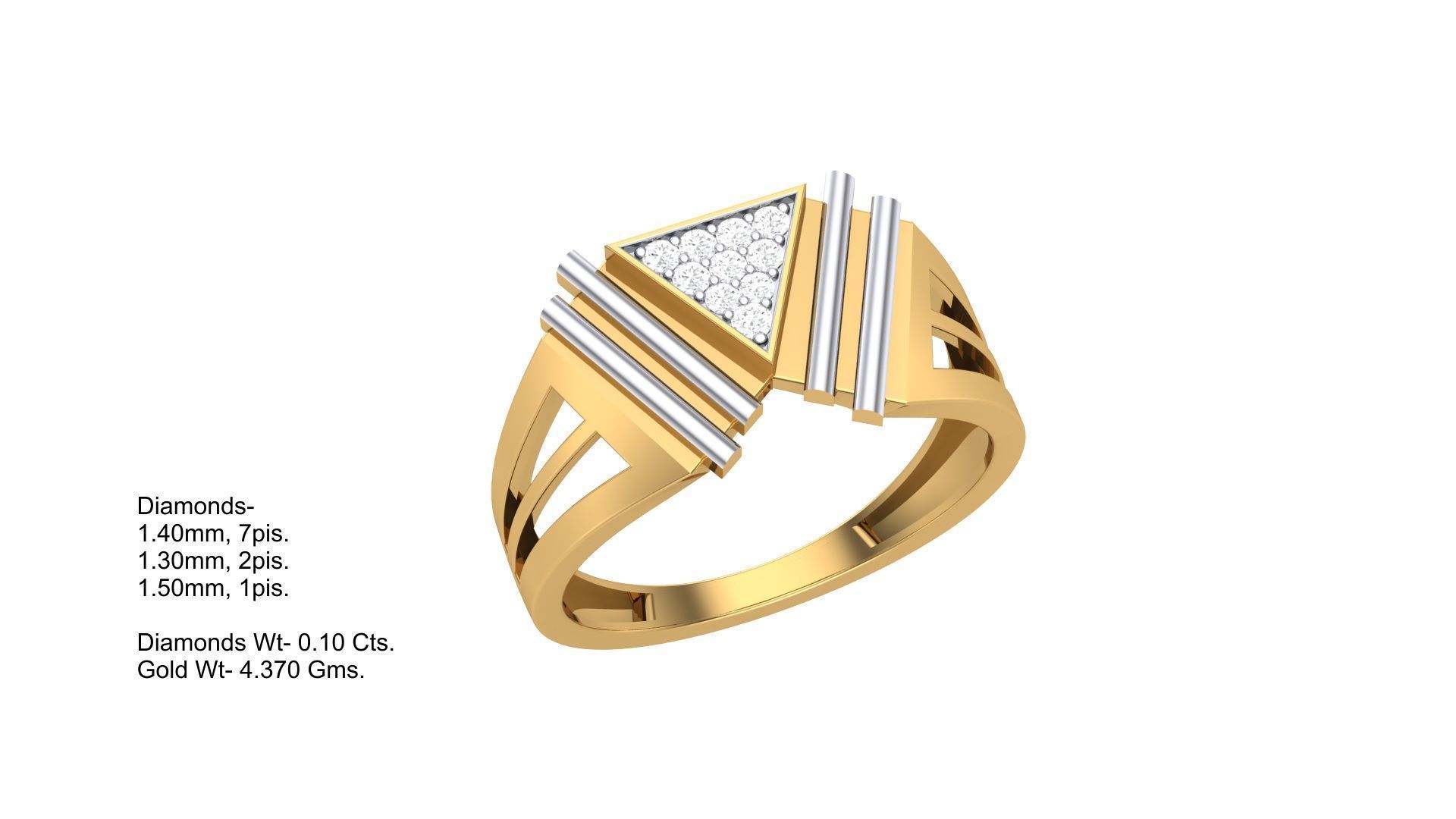 Men Groom Gents Diamond Ring 3dm stl obj mtl 3mf glb 3D print model_4