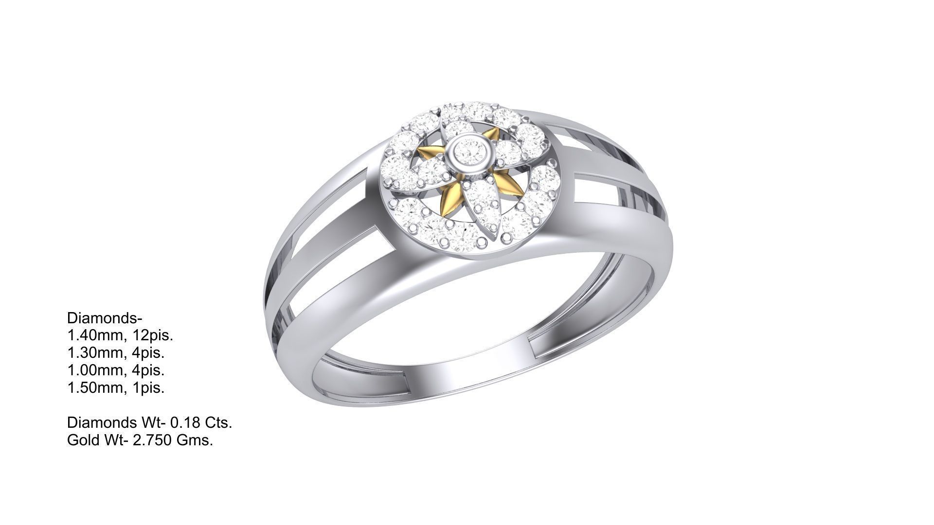 Men Groom Gents Diamond Ring 3dm stl obj mtl 3mf glb 3D print model_1