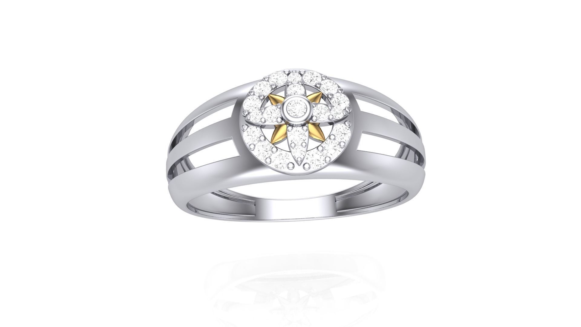 Men Groom Gents Diamond Ring 3dm stl obj mtl 3mf glb 3D print model_2