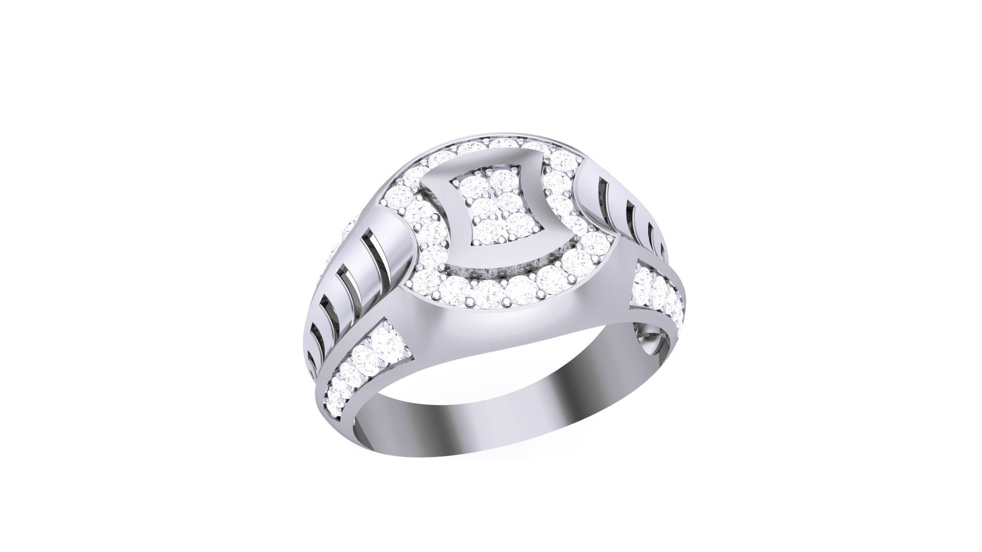 Men Groom Gents Diamond Ring 3dm stl obj mtl 3mf glb 3D print model_1