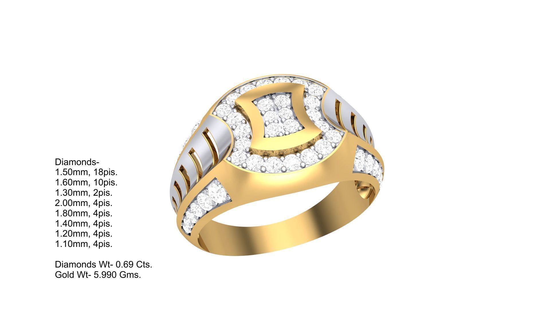 Men Groom Gents Diamond Ring 3dm stl obj mtl 3mf glb 3D print model_3
